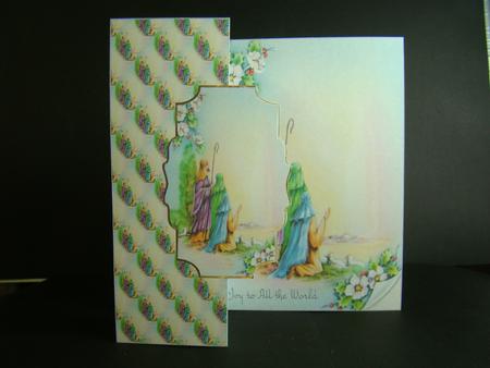 While Shepherds Watch Vintage Christmas Fold Back Card by Beverly Carmichael