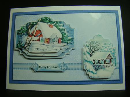 Christmas Vintage House in the Snow Card by Beverly Carmichael