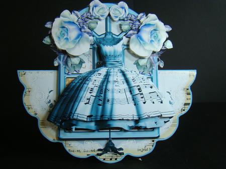 Beautiful Blue Music Dress Rocker Card by Beverly Carmichael