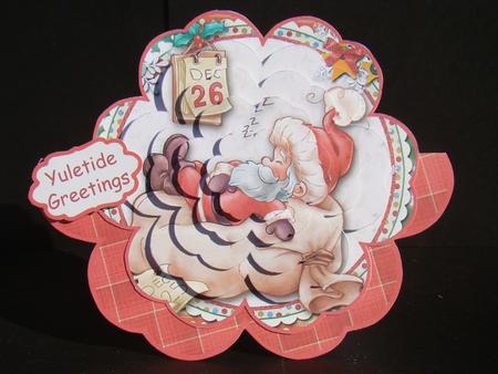 Santa's Rest Day 7x7 Petal Card by Beverly Carmichael