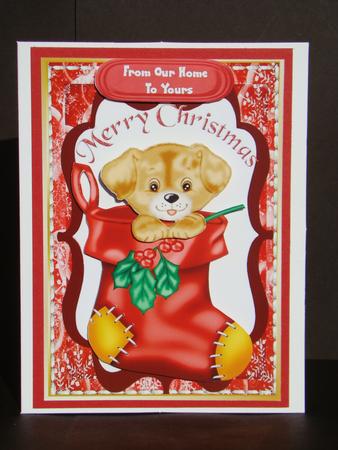 Lovely Puppy in a Boot ( Red ) by Beverly Carmichael