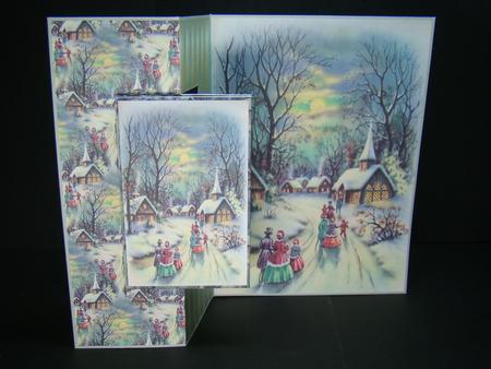 Midnight Christmas Service Fold Back Card with Toppers by Beverly Carmichael