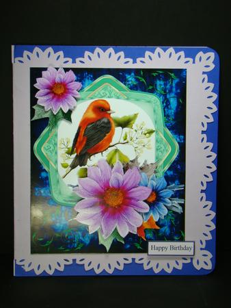 Frost Flowers & Exotic Bird Topper & Decoupage by Beverly Carmichael