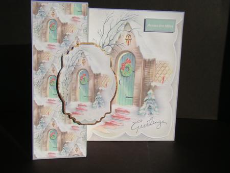 Garland Wreath on the Door Fold Back Card by Beverly Carmichael