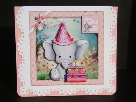 Little Pink Elephant 6x6 by Beverly Carmichael