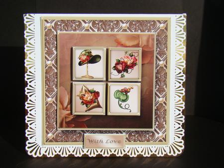 Russet Roses Square Layers Card Front by Beverly Carmichael