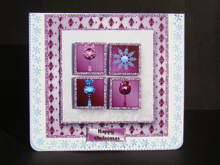 Christmas Baubles Square Layers Card Front by Beverly Carmichael