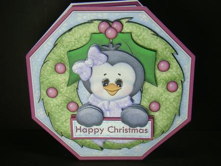 Christmas Penguin Wreath Peeper with Decoupage Mini Kit by Beverly Carmichael