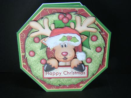 Christmas Rudolf Wreath Peeper with Decoupage Mini Kit by Beverly Carmichael