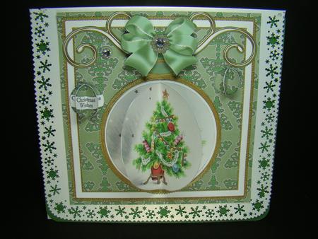 Elegant Green Tree 3D Bauble 8in Card Front Mini Kit by Beverly Carmichael