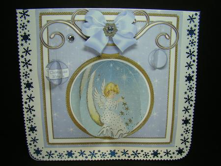 Gorgeous Blue Angel 3D Bauble 8in Card Front Mini Kit by Beverly Carmichael
