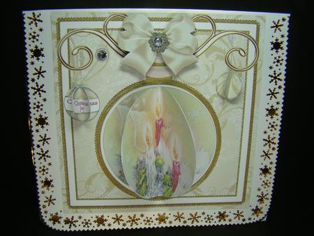 Cream Candle Trio 3D Bauble 8in Card Front Mini Kit by Beverly Carmichael