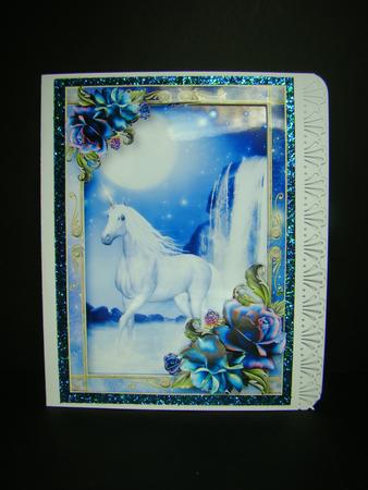 Unicorn Falls with Beautiful Blue Roses by Beverly Carmichael