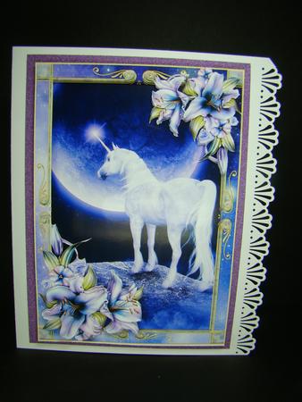 Unicorn Moon & Purple Lilies by Beverly Carmichael