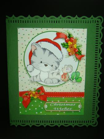 Christmas Kitty Kisses Green by Beverly Carmichael