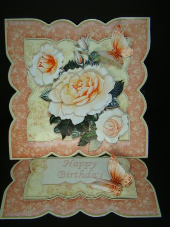 Peach Rose Easel Card Kit & Decoupage by Beverly Carmichael