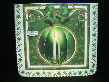 Candle Duo Dgreen 3D Bauble 8in Card Front Mini Kit by Beverly Carmichael