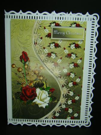 Roses for Christmas Teardrop Side Panel Card by Beverly Carmichael