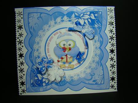 Its a Blue Blue Christmas Mini Kit with Owls and Decoupage by Beverly Carmichael