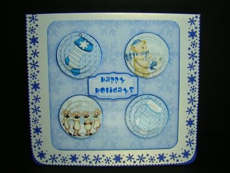 4 Corners Christmas Pyramid Card Topper in Blue by Beverly Carmichael