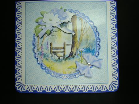 8x8 Square Frame Card Woods in Summer with Decoupage by Beverly Carmichael