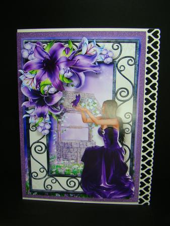Beauty in Purple Dress with Dark Shadows Lilies by Beverly Carmichael