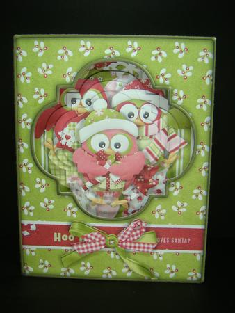 Hootie Christmas Framed Pyramage Card Kit by Beverly Carmichael