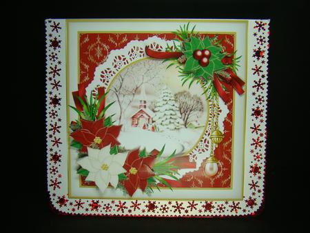 8x8 Vintage Christmas Snowy Village Church by Beverly Carmichael