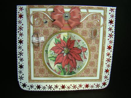 Red Poinsettia 3D Bauble 8in Card Front Mini Kit by Beverly Carmichael