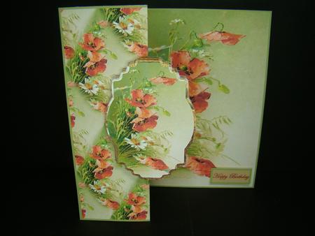 Poppy and Daisy Fold Back Card with Toppers by Beverly Carmichael