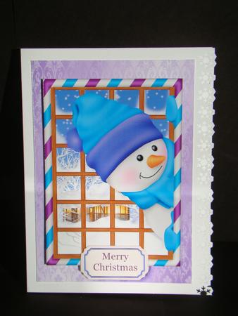 Curious Snowman - Blue & Purple by Beverly Carmichael