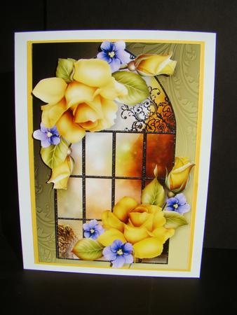Enchanted Yellow Roses Window by Beverly Carmichael