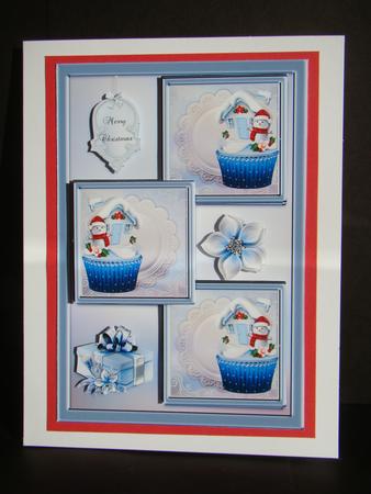 Christmas Cupcake Three Square Quick Card by Beverly Carmichael