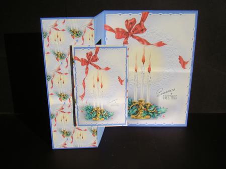 Holly and Christmas Candle Fold Back Card by Beverly Carmichael