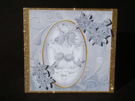 Lovebirds Silver Toned 8in Swirl Decoupage Topper by Beverly Carmichael