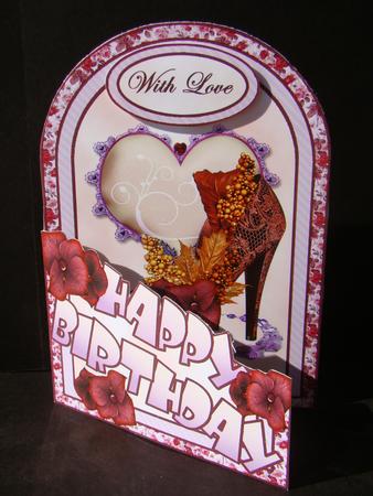 Copper Shoe with Roses Cutaway Card by Beverly Carmichael