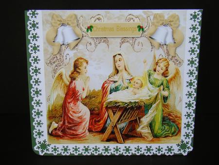 Angels with Mary and Baby Jesus 8x8 Card by Beverly Carmichael