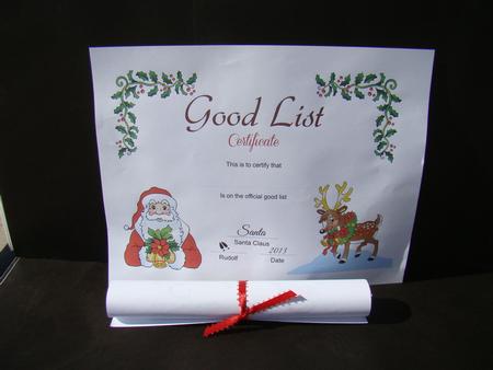 Good List Certificate & Letter from Santa by Beverly Carmichael