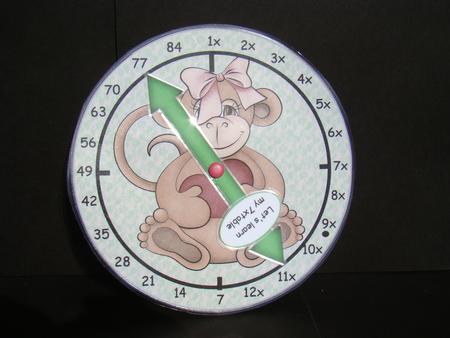 7 Times Table Clock Monkey Girl by Beverly Carmichael