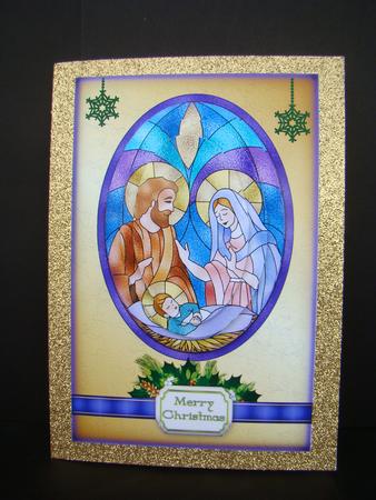 Stained Glas Oval Nativity Pyramid by Beverly Carmichael