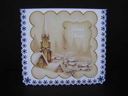 Snow Steeple Festive Wishes 8in Scallop Topper by Beverly Carmichael