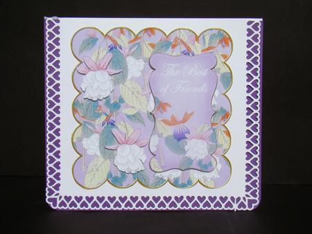 Fuchsia Lilac Best of Friends 7in Decoupage Scallop Topper by Beverly Carmichael