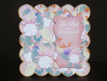 Fuchsia Pink Best of Friends 7in Decoupage Scallop Topper by Beverly Carmichael