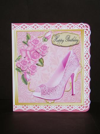 Beautiful Pink Shoe & Roses 8x8 by Beverly Carmichael