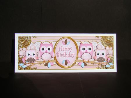 Pink Owls Happy Birthday Large Dl Decoupage Step by Step by Beverly Carmichael