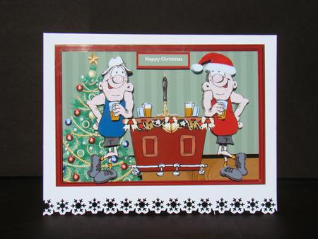 Christmas at the Pub Card with Decoupage by Beverly Carmichael