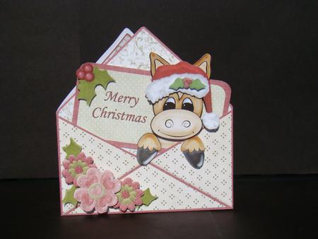Horse Christmas Envelope Peeper Card Mini Kit by Beverly Carmichael