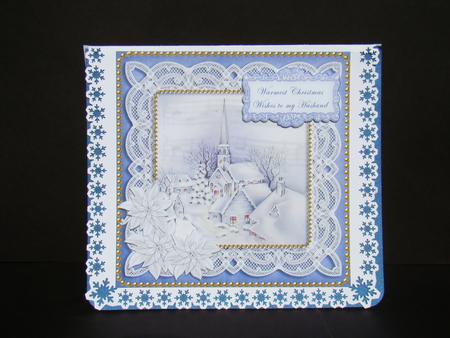 Blue Church Warmest Husband 8in Sentiment Topper by Beverly Carmichael