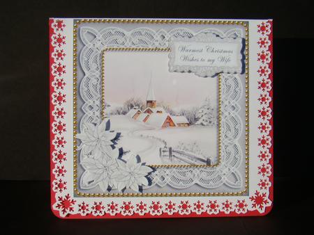 Snow Church Warmest Wife 8in Sentiment Topper by Beverly Carmichael