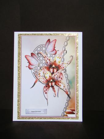 Scalloped S Edged Lattice Card Orchids by Beverly Carmichael
